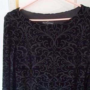 Black Stretch Velvet Midi Dress